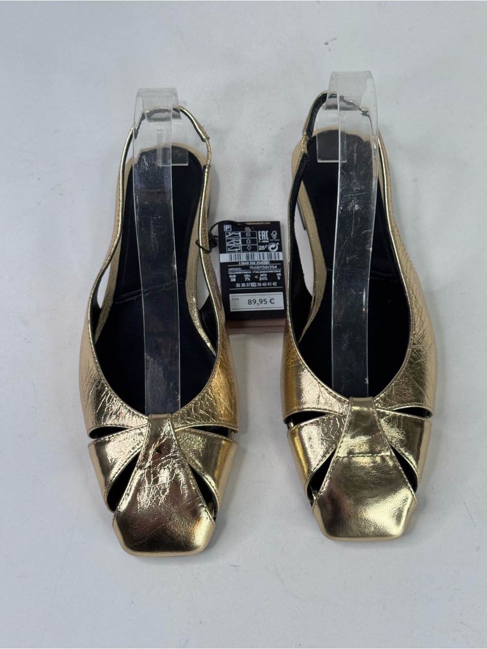 Massimo Dutti Metallic Gold Slingback Square-Toe Mules - Picture 6 of 8